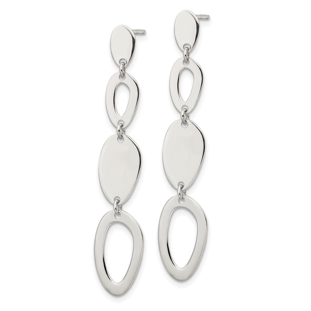 Sterling Silver Polished Fancy Ovals Post Dangle Earrings - Product Photo