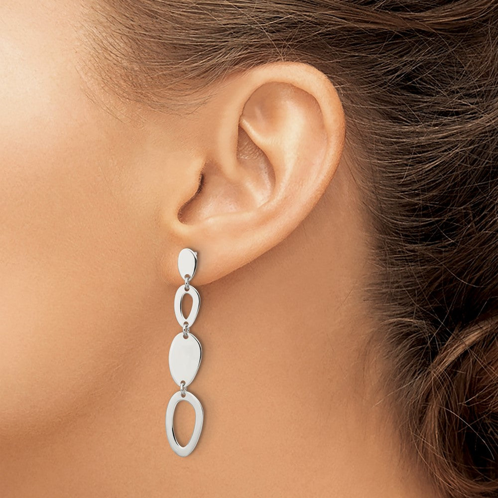 Sterling Silver Polished Fancy Ovals Post Dangle Earrings - Product Photo