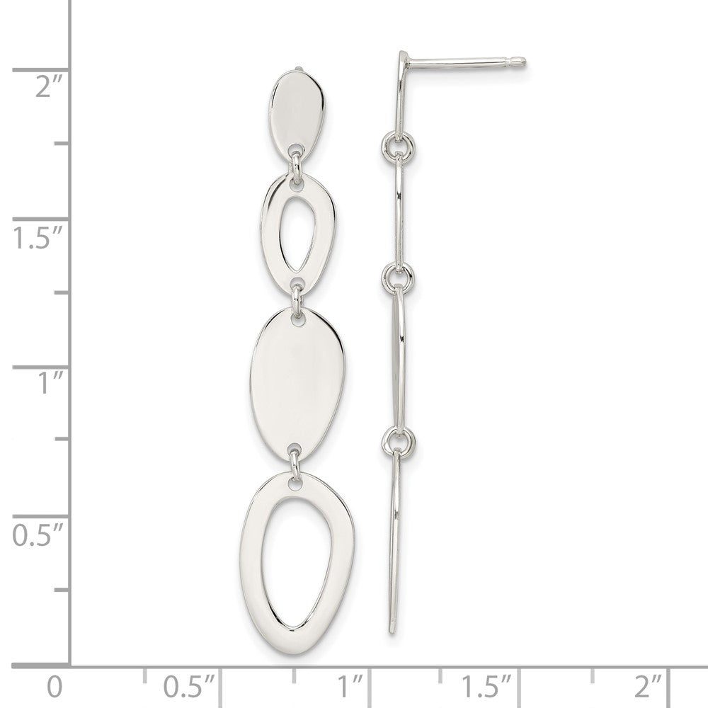 Sterling Silver Polished Fancy Ovals Post Dangle Earrings - Product Photo