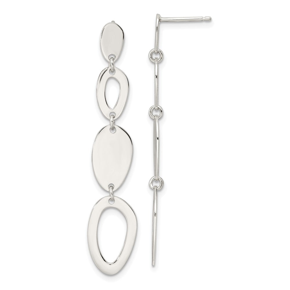 Sterling Silver Polished Fancy Ovals Post Dangle Earrings - Product Photo
