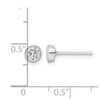 Sterling Silver Polished 4mm Round CZ Bezel Set Stud Earrings - Product Photo