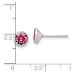 Sterling Silver Rhod-plated Polished 5mm Pink Crystal Bezel Stud Earrings - Product Photo