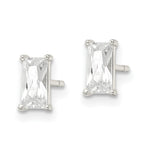 Sterling Silver Polished 6x3mm Emerald-shape CZ Stud Earrings - Product Photo