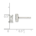 Sterling Silver Polished 6x3mm Emerald-shape CZ Stud Earrings - Product Photo