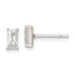 Sterling Silver Polished 6x3mm Emerald-shape CZ Stud Earrings - Product Photo