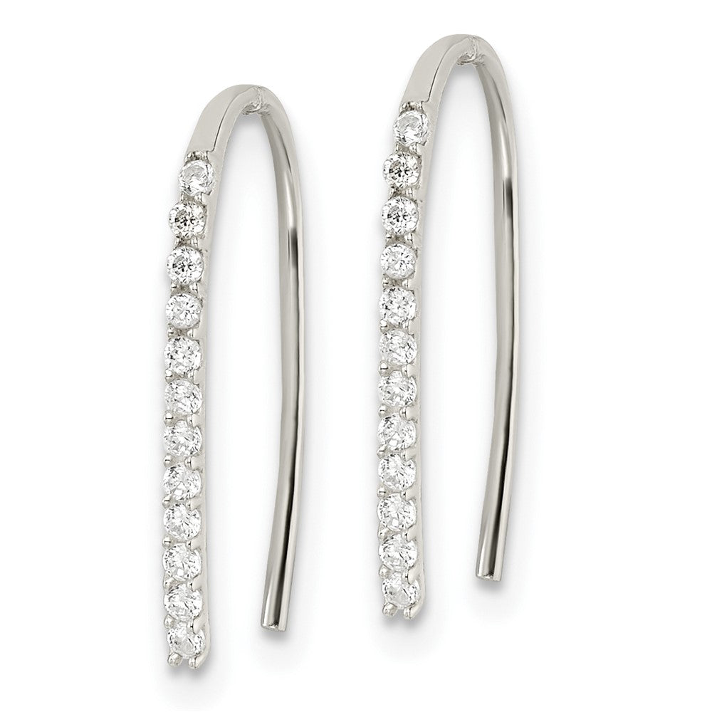 Sterling Silver Polished CZ Threader Earrings - Product Photo