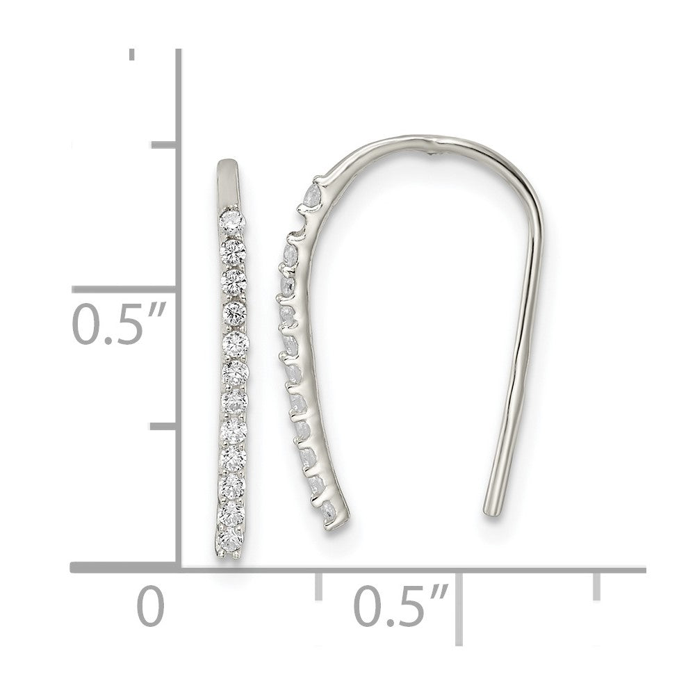 Sterling Silver Polished CZ Threader Earrings - Product Photo