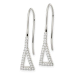 Sterling Silver Polished Triangle CZ Dangle Earrings - Product Photo
