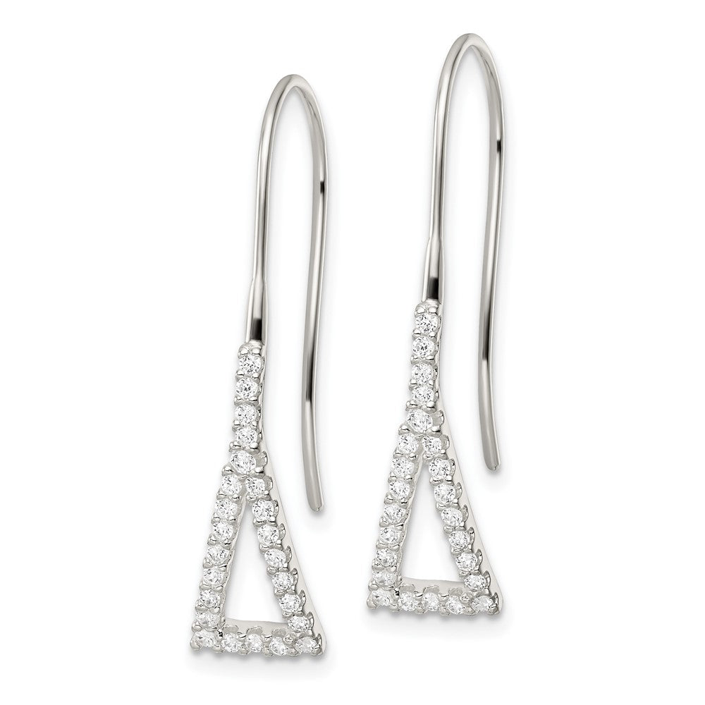 Sterling Silver Polished Triangle CZ Dangle Earrings - Product Photo
