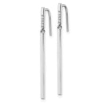 Sterling Silver Rhodium-plated Polished CZ Bar Dangle Earrings - Product Photo