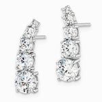 Sterling Silver Rhodium-plated Polished Graduated CZ Post Earrings - Product Photo