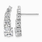Sterling Silver Rhodium-plated Polished Graduated CZ Post Earrings - Product Photo