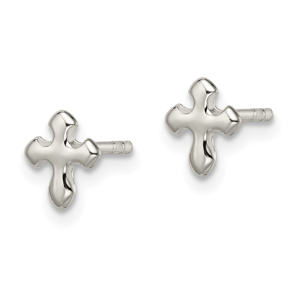 Sterling Silver Polished Cross Earrings - Product Photo
