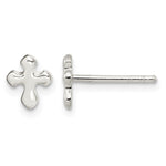 Sterling Silver Polished Cross Earrings - Product Photo