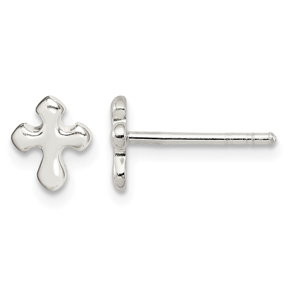 Sterling Silver Polished Cross Earrings