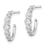 Sterling Silver Rhodium-plated CZ Post Hoop Earrings - Product Photo
