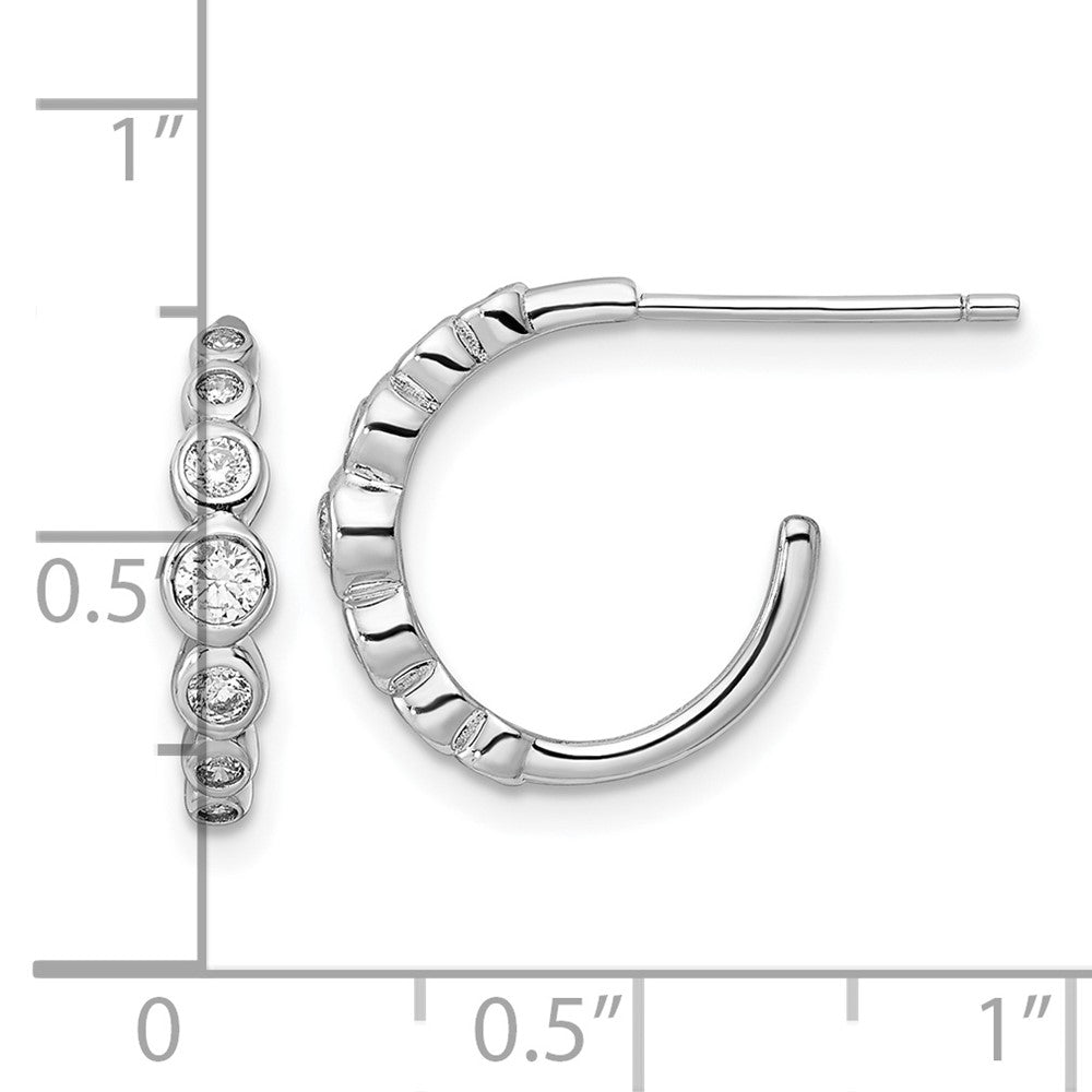 Sterling Silver Rhodium-plated CZ Post Hoop Earrings - Product Photo