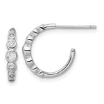 Sterling Silver Rhodium-plated CZ Post Hoop Earrings - Product Photo
