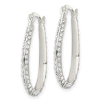 Sterling Silver CZ Oval Hoop Earrings - Product Photo