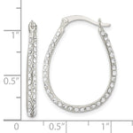 Sterling Silver CZ Oval Hoop Earrings - Product Photo