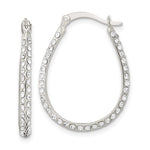 Sterling Silver CZ Oval Hoop Earrings - Product Photo