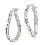 Sterling Silver CZ Oval Hoop Earrings - Product Photo