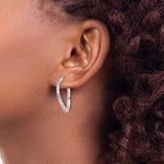 Sterling Silver CZ Oval Hoop Earrings - Product Photo