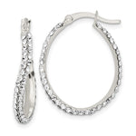 Sterling Silver CZ Oval Hoop Earrings - Product Photo