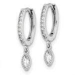 Sterling Silver Rhodium-plated Polished CZ Hinged Hoop Earrings - Product Photo