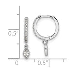 Sterling Silver Rhodium-plated Polished CZ Hinged Hoop Earrings - Product Photo