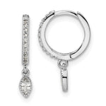 Sterling Silver Rhodium-plated Polished CZ Hinged Hoop Earrings - Product Photo