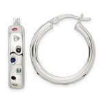 Sterling Silver Polished Multi-color CZ Circle Hoop Earrings - Product Photo