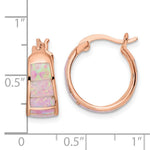 Sterling Silver Rose-tone Polished Pink Created Opal Inlay Hoop Earrings - Product Photo