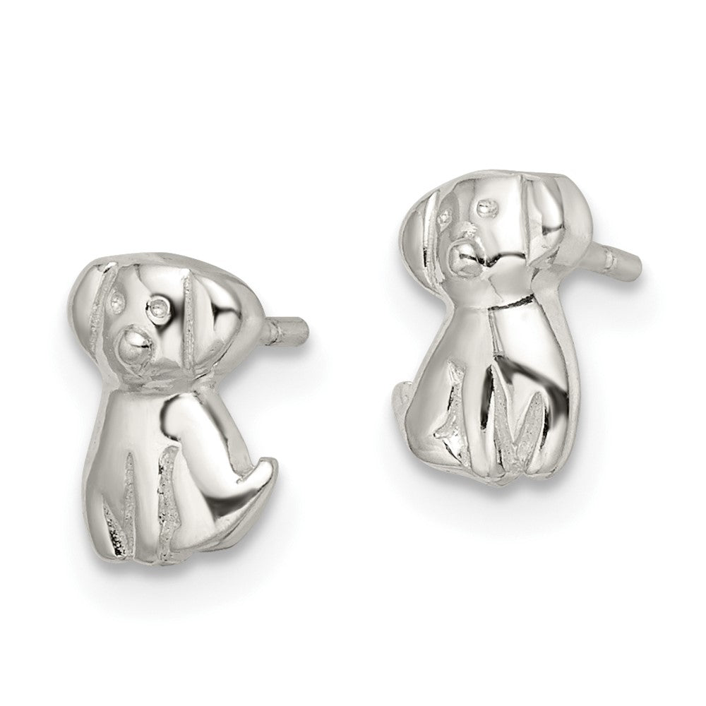 Sterling Silver Polished Puppy Post Earrings - Product Photo