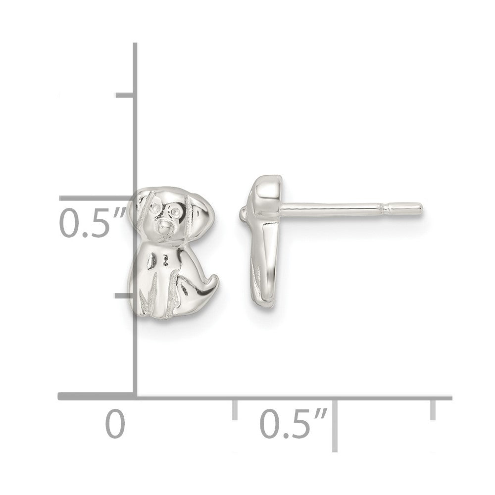 Sterling Silver Polished Puppy Post Earrings - Product Photo