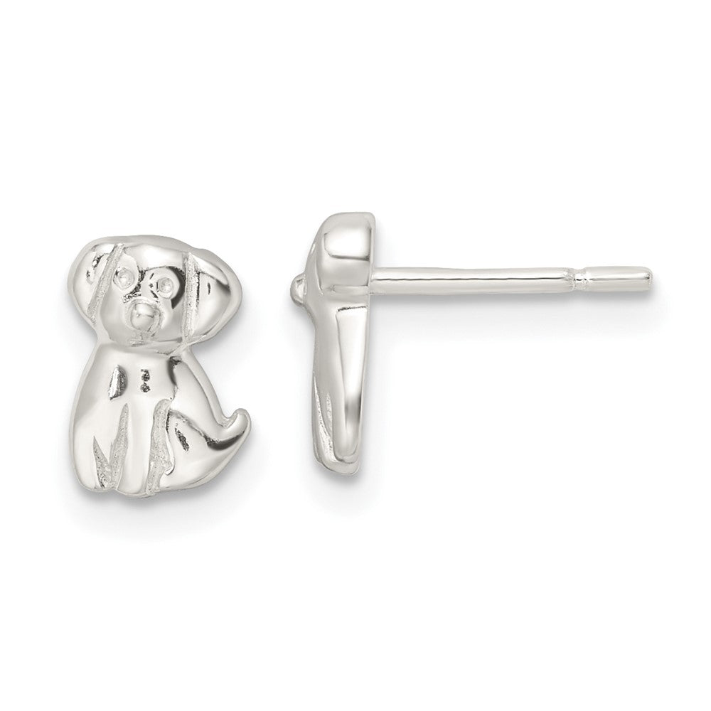 Sterling Silver Polished Puppy Post Earrings - Product Photo