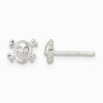 Sterling Silver Polished Skull and Crossbones Post Earrings - Product Photo