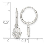 Sterling Silver Polished CZ Hamsa Dangle Endless Round Hoop Earrings - Product Photo
