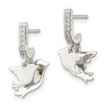 Sterling Silver Polished CZ Two Doves J-Hoop Post Earrings - Product Photo