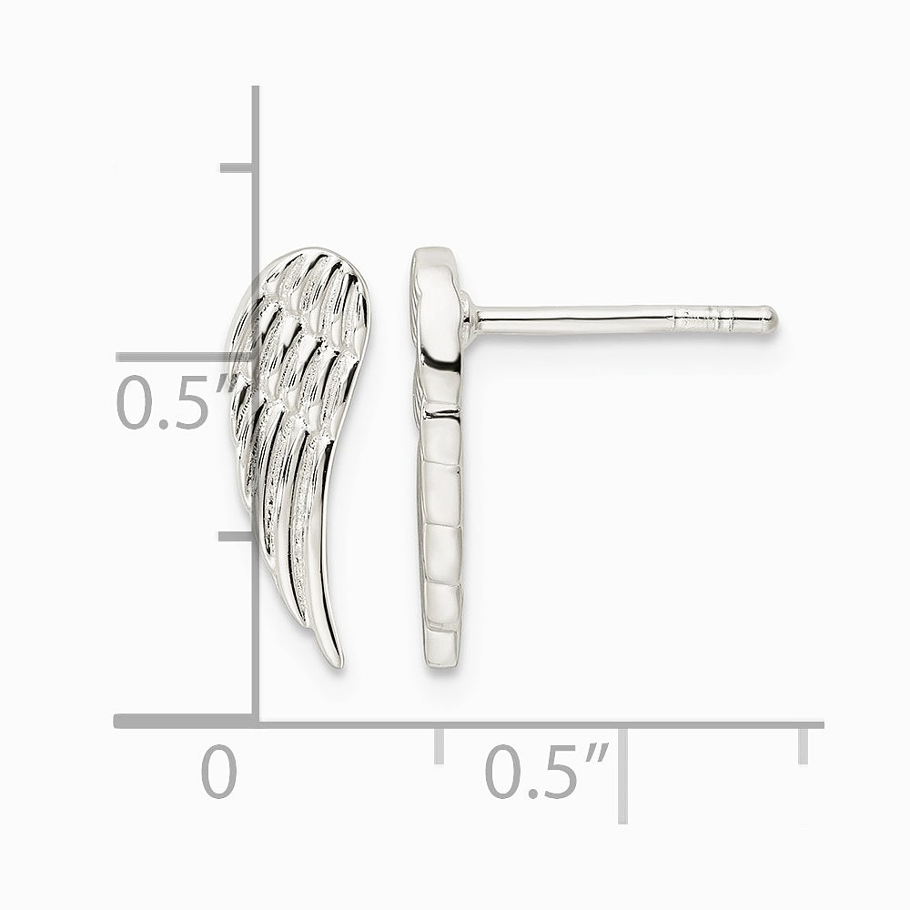 Sterling Silver Polished and Textured Wing Post Earrings - Product Photo