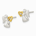 Sterling Silver Angel Gold-plated Heart Polished Post Earrings - Product Photo