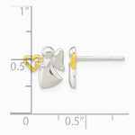 Sterling Silver Angel Gold-plated Heart Polished Post Earrings - Product Photo