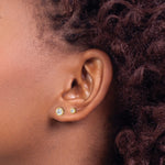 Sterling Silver Gold-tone 3mm and 5mm CZ Bezel Post Earrings Set - Product Photo