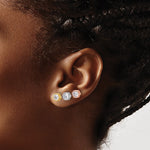 Sterling Silver RH-plated Rose and Gold-tone CZ Set of 3 Post Earring Set - Product Photo