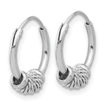 Sterling Silver Rhodium-plated Polished/Textured Endless Hoop Earrings - Product Photo