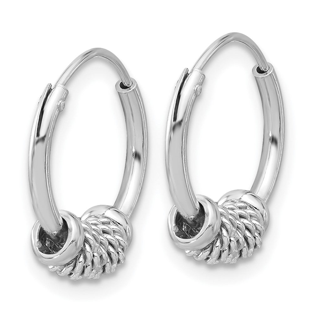 Sterling Silver Rhodium-plated Polished/Textured Endless Hoop Earrings - Product Photo