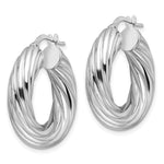 Sterling Silver Rhod-plated Polished 6mm Twisted Hollow Hoop Earrings - Product Photo