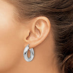 Sterling Silver Rhod-plated Polished 6mm Twisted Hollow Hoop Earrings - Product Photo