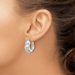 Sterling Silver Rhodium-plated Polished Flower Shape Hoop Earrings - Product Photo