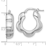 Sterling Silver Rhodium-plated Polished Flower Shape Hoop Earrings - Product Photo